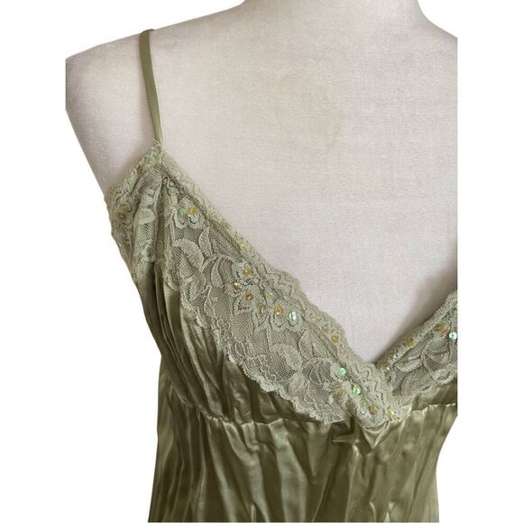 My Michelle 90s Y2K Sage Green Pleated Lingerie Camisole – Size Medium - Picture 3 of 8